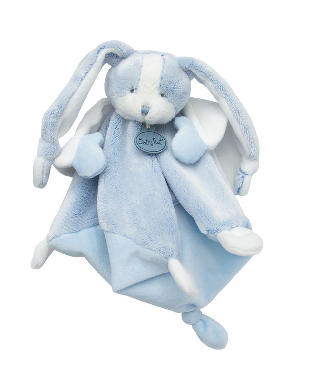  les toudoux baby comforter blue white rabbit 